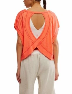 My Time Tee - Neon Coral -The Sports Edit Store free people movement my time tee coral ob1265309 8196 3