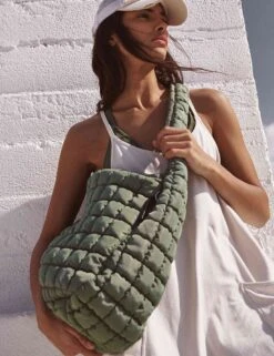 FP Movement Quilted Carryall in Washed Sage - The Essential Gym Bag -The Sports Edit Store free people movement quilted carryall washed sage 5