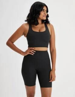 RIB High Waisted Bike Short - Black -The Sports Edit Store girlfriend collective rib high waisted bike short black 6