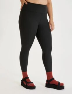 Girlfriend Collective Black Rib High-Rise Legging - Sustainable Performance -The Sports Edit Store girlfriend collective rib high waisted legging black 1