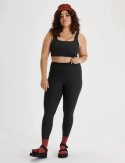 Girlfriend Collective Black Rib High-Rise Legging - Sustainable Performance -The Sports Edit Store girlfriend collective rib high waisted legging black 4