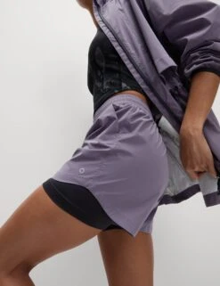 360° Reflective Layered Running Shorts - Lilac
