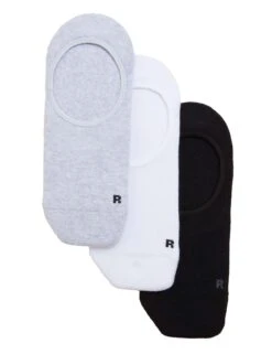 Cushioned Cotton Rich No-Show Footsies - 3-Pack Grey Mix