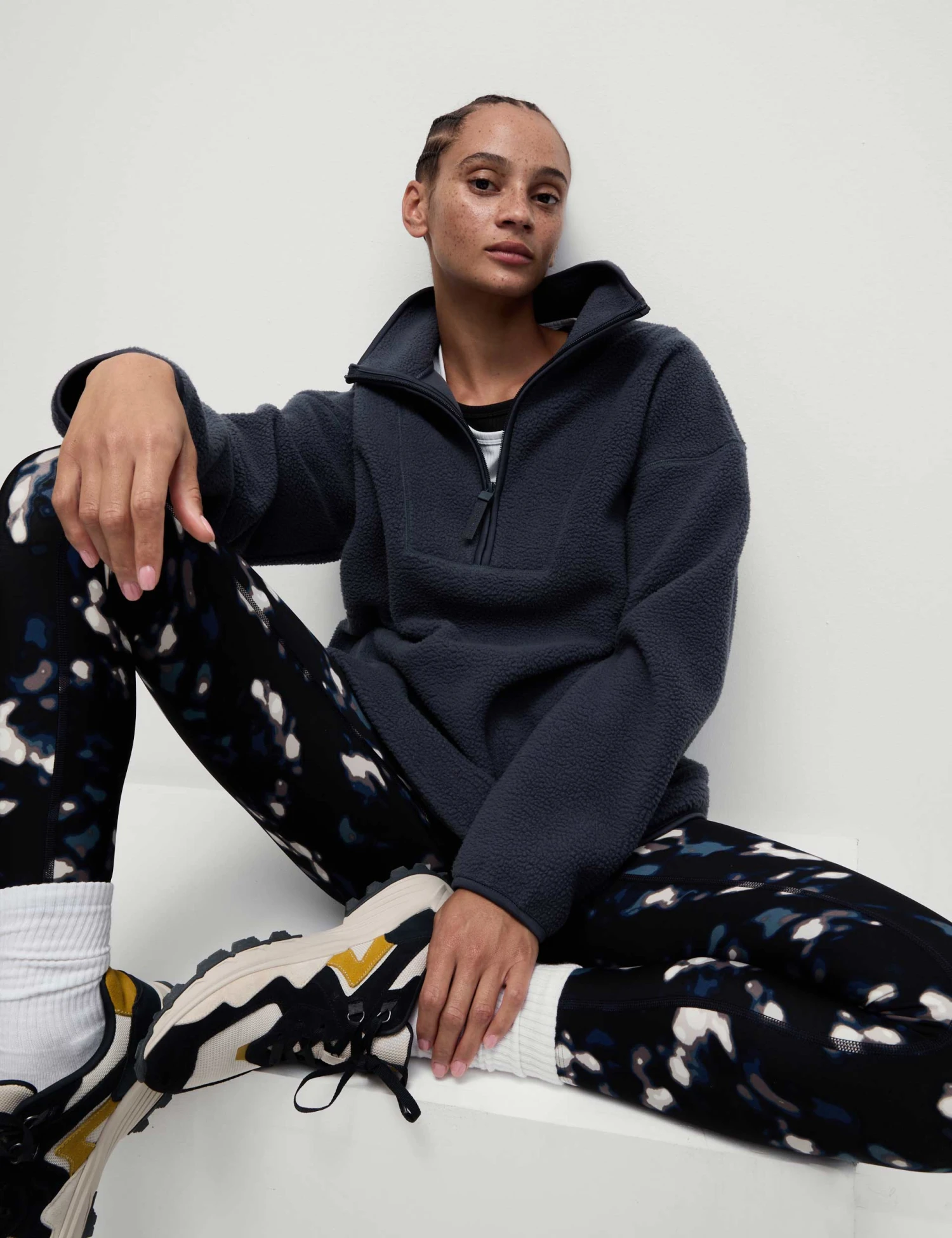 Borg Half Zip Longline Fleece Jacket - Nightshade 3 Borg Half Zip Longline Fleece Jacket - Nightshade