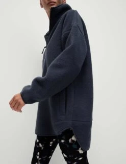 Borg Half Zip Longline Fleece Jacket - Nightshade 9 Borg Half Zip Longline Fleece Jacket - Nightshade -The Sports Edit Store goodmove borg half zip longline fleece jacket nightshade 5974 2