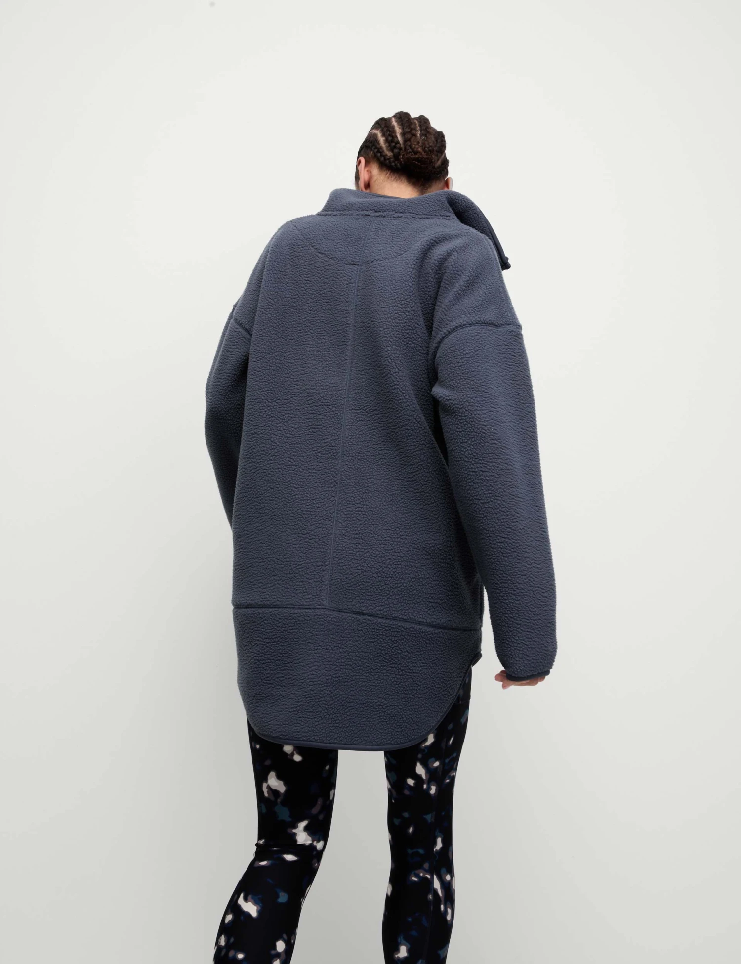 Borg Half Zip Longline Fleece Jacket - Nightshade 5 Borg Half Zip Longline Fleece Jacket - Nightshade - Image 3