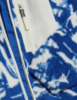 Borg Printed Funnel Neck Zip Up Fleece Jacket - Blue/White -The Sports Edit Store goodmove borg printed funnel neck zip up fleece jacket blue white 6363p 3
