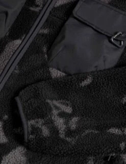 Borg Printed Funnel Neck Zip Up Fleece Jacket - Medium Grey Mix -The Sports Edit Store goodmove borg printed funnel neck zip up fleece jacket medium grey mix 6197p 4