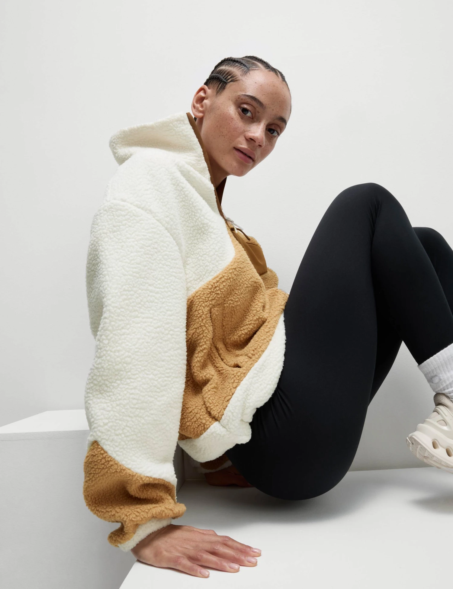 Borg Zip Up Funnel Neck Fleece - Ivory 5 Borg Zip Up Funnel Neck Fleece - Ivory - Image 3