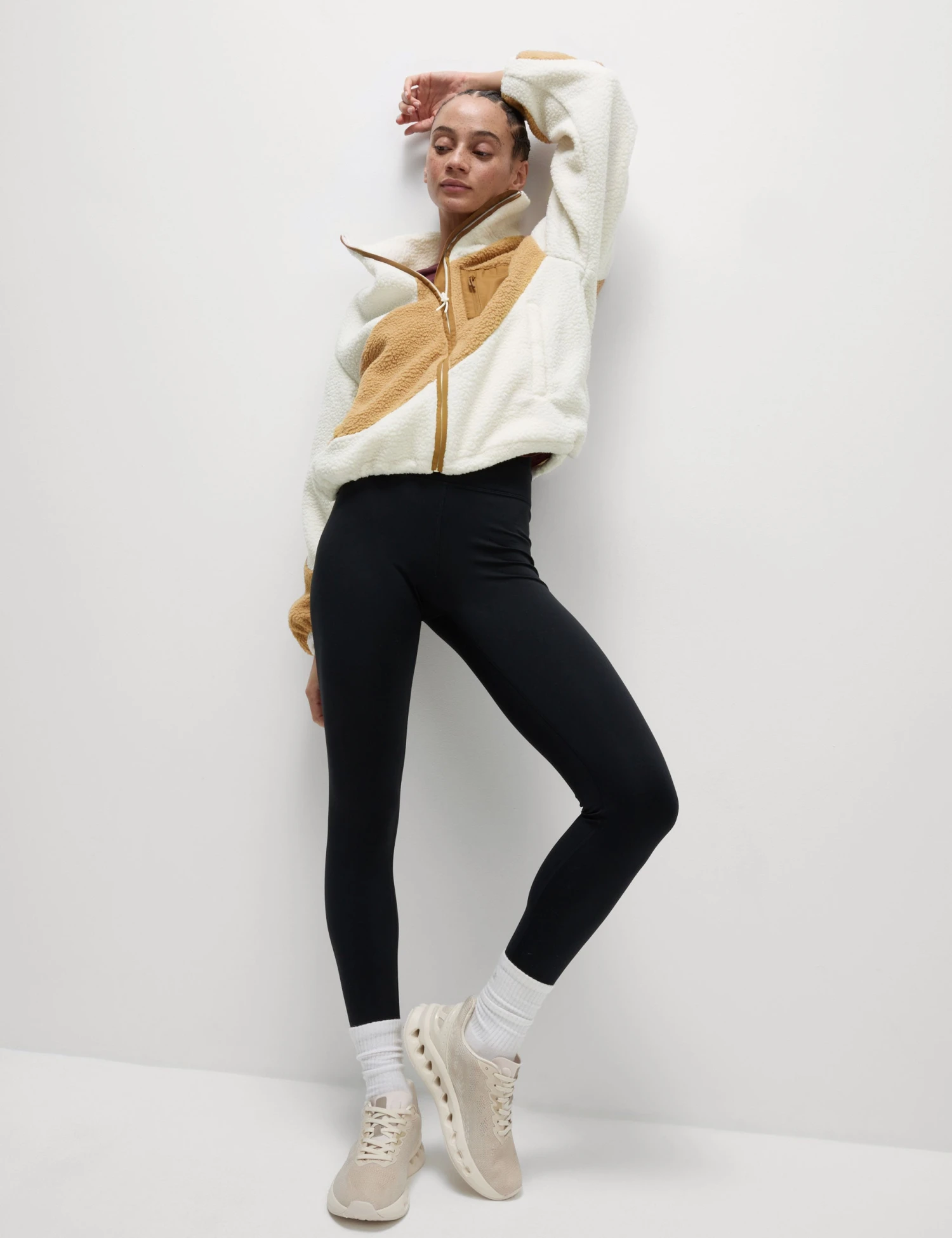 Borg Zip Up Funnel Neck Fleece - Ivory 6 Borg Zip Up Funnel Neck Fleece - Ivory - Image 4