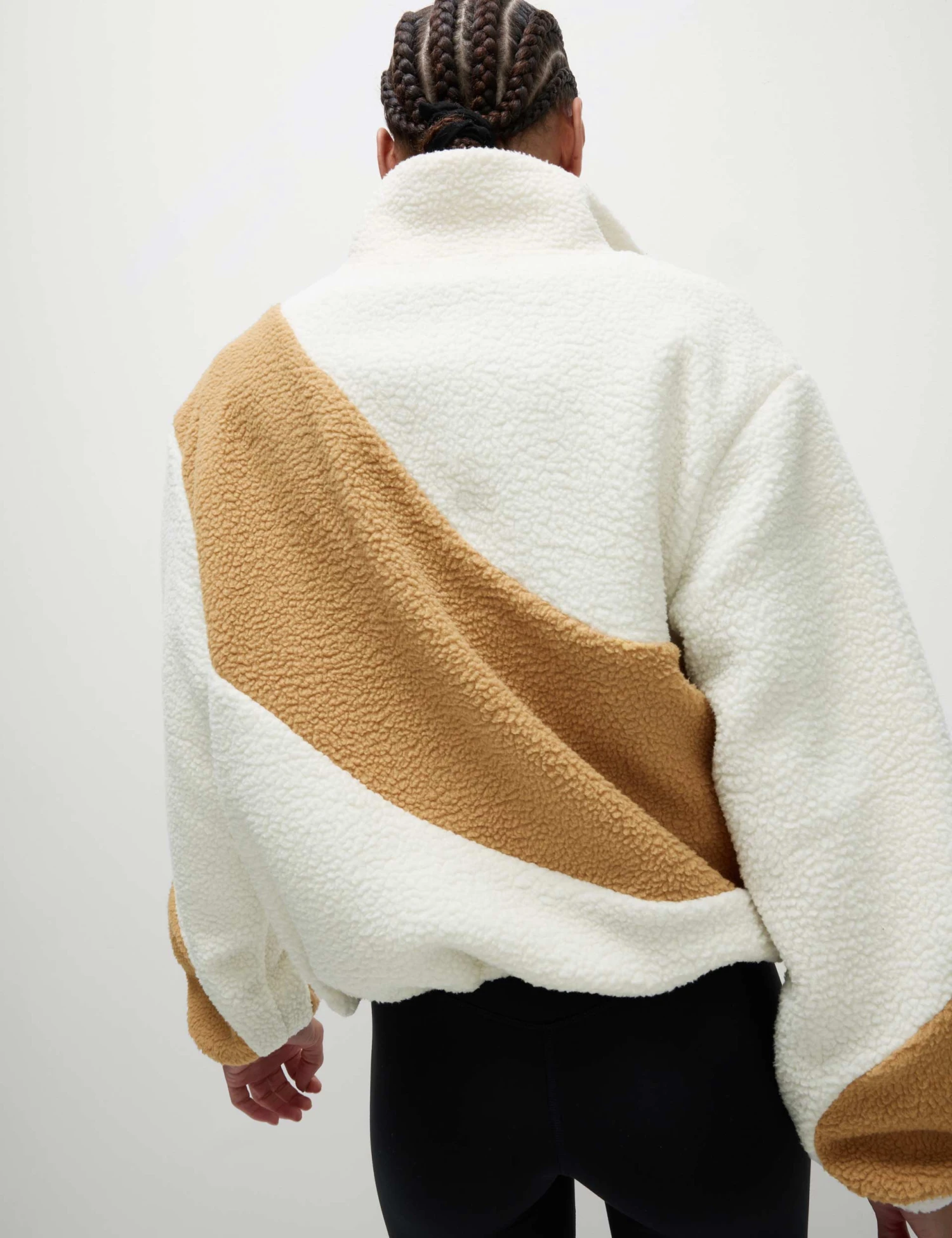 Borg Zip Up Funnel Neck Fleece - Ivory 4 Borg Zip Up Funnel Neck Fleece - Ivory - Image 2