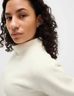 Cotton Rich Brushed Funnel Neck Sweatshirt - Ivory -The Sports Edit Store goodmove cotton rich brushed funnel neck sweatshirt ivory 6117a 4