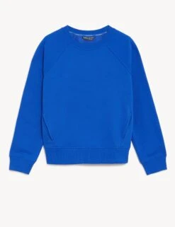 Cotton Rich Crew Neck Sweatshirt - Electric Blue -The Sports Edit Store goodmove cotton rich crew neck sweatshirt electric blue T51 3009R 4