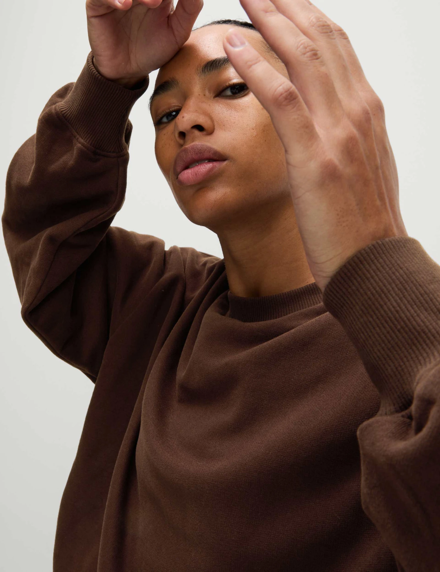 Cotton Rich Oversized Sweatshirt - Dark Chocolate 5 Cotton Rich Oversized Sweatshirt - Dark Chocolate - Image 3
