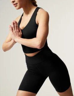 Go Balance High Waisted Yoga Shorts - Black -The Sports Edit Store goodmove go balance high waisted yoga shorts black T51 5728 1