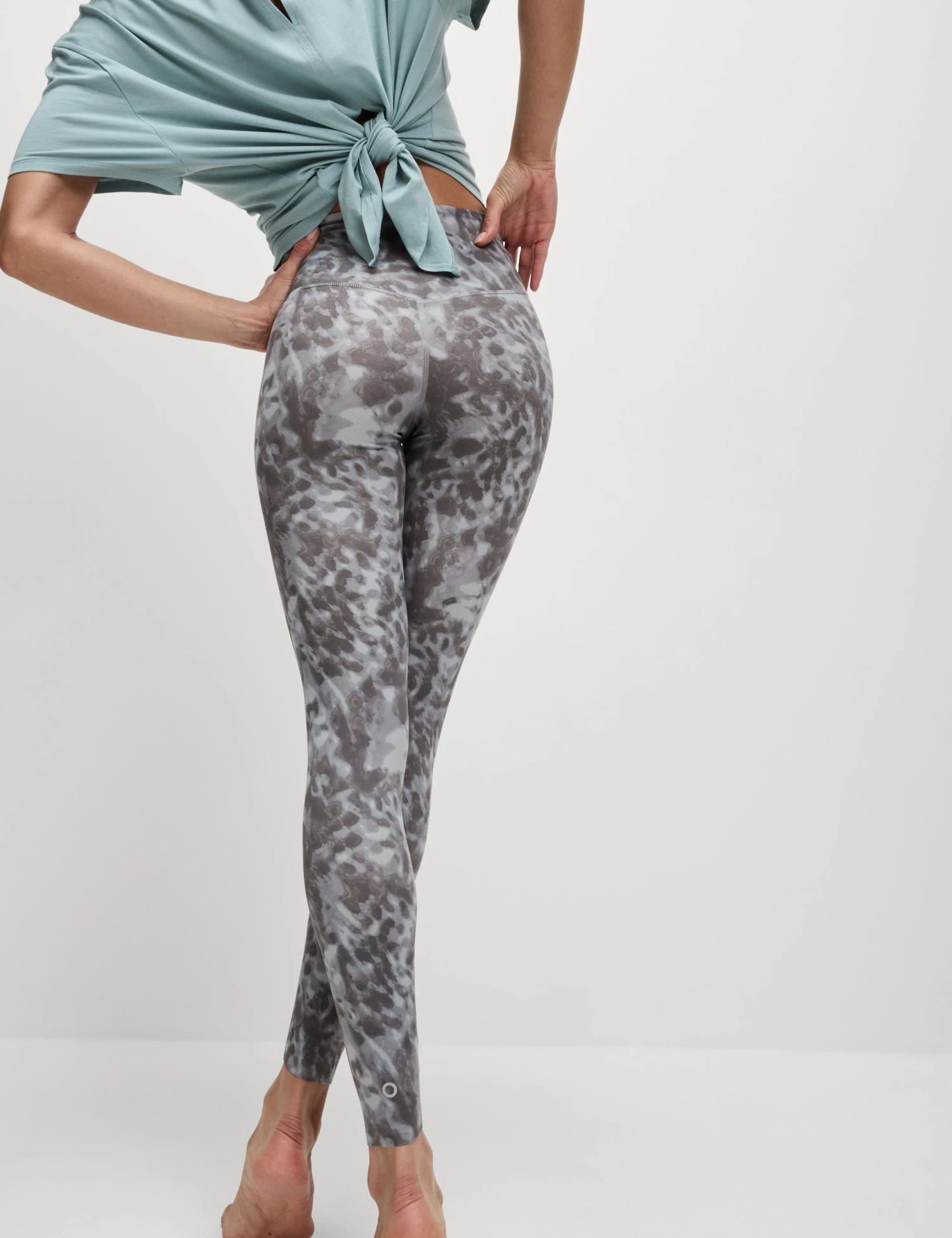 Go Balance Printed Wrap Waist Yoga Leggings - Grey Mix 4 Go Balance Printed Wrap Waist Yoga Leggings - Grey Mix - Image 2