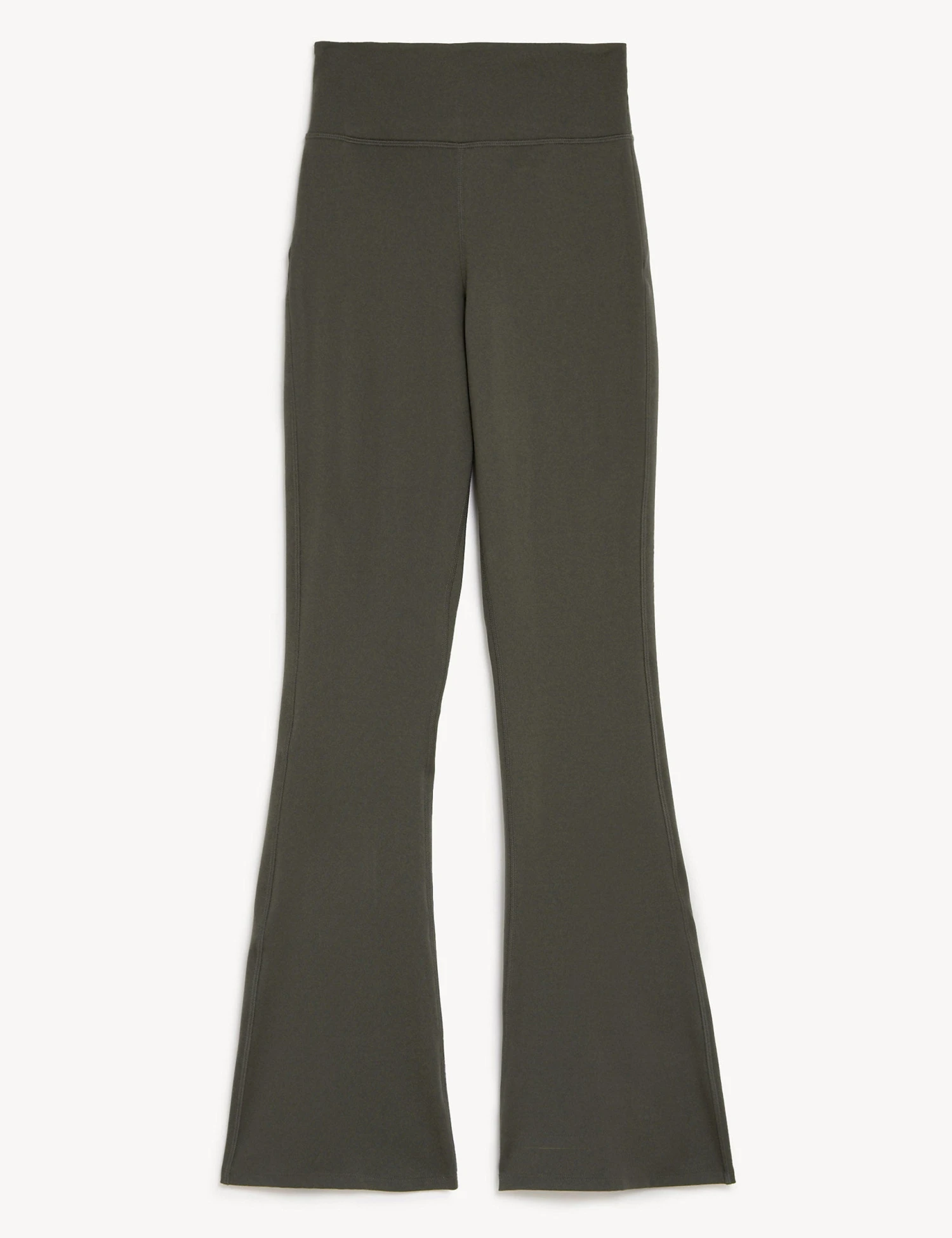 High Waisted Flared Yoga Leggings - Dark Olive 6 High Waisted Flared Yoga Leggings - Dark Olive - Image 4