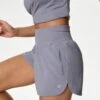 High Waisted Sports Shorts - Lavender Grey -The Sports Edit Store goodmove high waisted sports shorts lavender grey T51 5740A 3