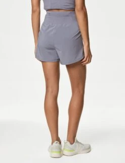 High Waisted Sports Shorts - Lavender Grey -The Sports Edit Store goodmove high waisted sports shorts lavender grey T51 5740A 6