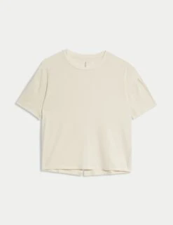 Modal Blend Lightweight Tie Back T-Shirt - Ivory -The Sports Edit Store goodmove modal blend lightweight tie back t shirt ivory 6168 1