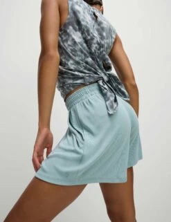 Modal Rich Ribbed Relaxed High Waisted Yoga Shorts - Light Mint 9 Modal Rich Ribbed Relaxed High Waisted Yoga Shorts - Light Mint -The Sports Edit Store goodmove modal rich ribbed relaxed hw yoga shorts light mint 6345 2