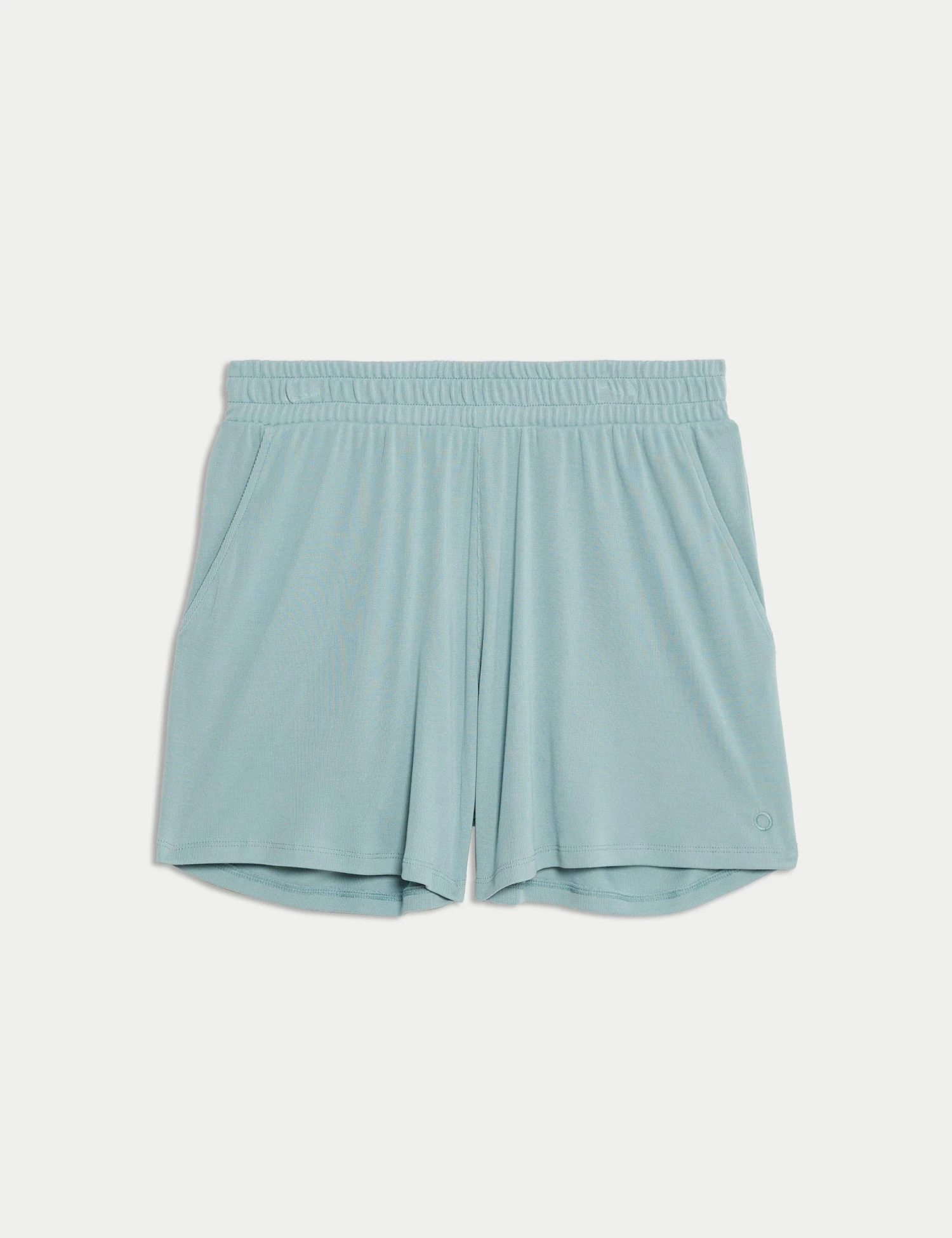 Modal Rich Ribbed Relaxed High Waisted Yoga Shorts - Light Mint 8 Modal Rich Ribbed Relaxed High Waisted Yoga Shorts - Light Mint - Image 6