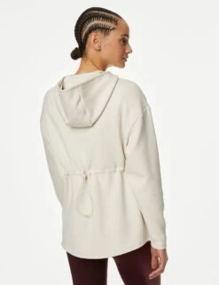 Relaxed Yoga Longline Hoodie - Beige -The Sports Edit Store goodmove relaxed yoga longline hoodie beige T51 5876 4