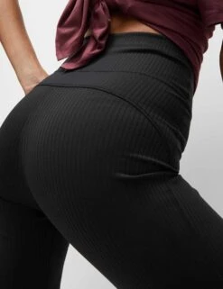 Ribbed High Waisted Flared Yoga Leggings - Black -The Sports Edit Store goodmove ribbed hw flared yoga leggings black 6175 3