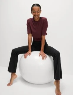 Ribbed High Waisted Flared Yoga Leggings - Black -The Sports Edit Store goodmove ribbed hw flared yoga leggings black 6175 5