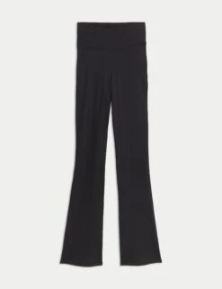 Ribbed High Waisted Flared Yoga Leggings - Black -The Sports Edit Store goodmove ribbed hw flared yoga leggings black 6175 7