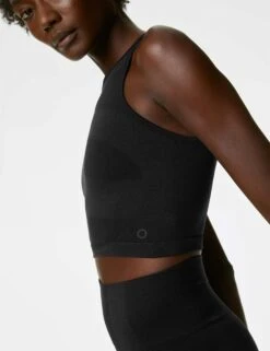 Scoop Neck Seamless Fitted Crop Top - Black -The Sports Edit Store goodmove scoop neck seamless fitted crop top black T51 5766 6