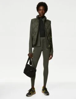 Stormwear Quilted Funnel Neck Puffer Gilet - Dark Olive -The Sports Edit Store goodmove stormwear quilted funnel neck puffer gilet dark olive T51 5495 2