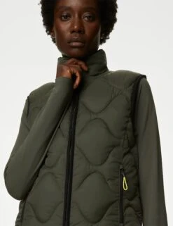 Stormwear Quilted Funnel Neck Puffer Gilet - Dark Olive -The Sports Edit Store goodmove stormwear quilted funnel neck puffer gilet dark olive T51 5495 3