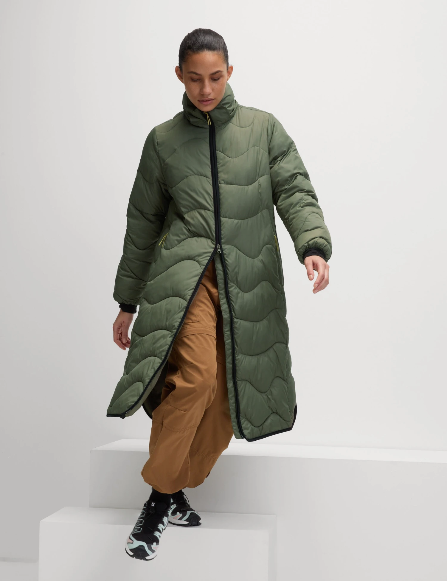 Stormwear Quilted Hooded Longline Puffer Coat - Dark Khaki 3 Stormwear Quilted Hooded Longline Puffer Coat - Dark Khaki
