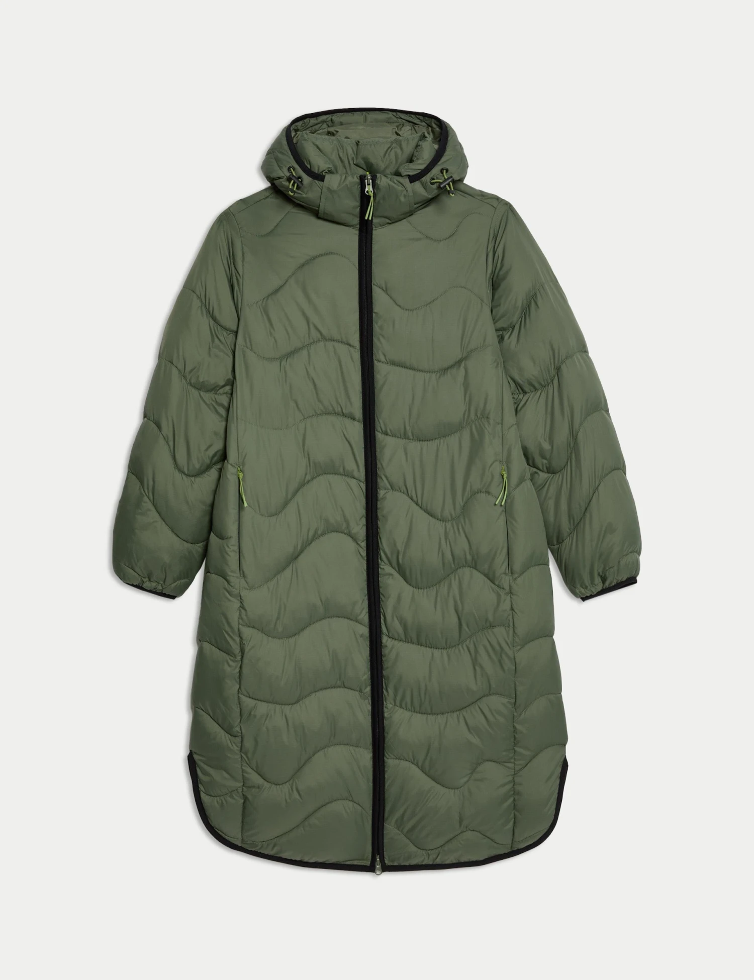 Stormwear Quilted Hooded Longline Puffer Coat - Dark Khaki 10 Stormwear Quilted Hooded Longline Puffer Coat - Dark Khaki - Image 8