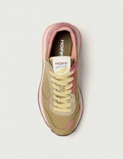 HOFF Track & Field Khaki Sneakers - Casual Leather & Textile Trainers -The Sports Edit Store hoff track field trainers khaki 22517001 2