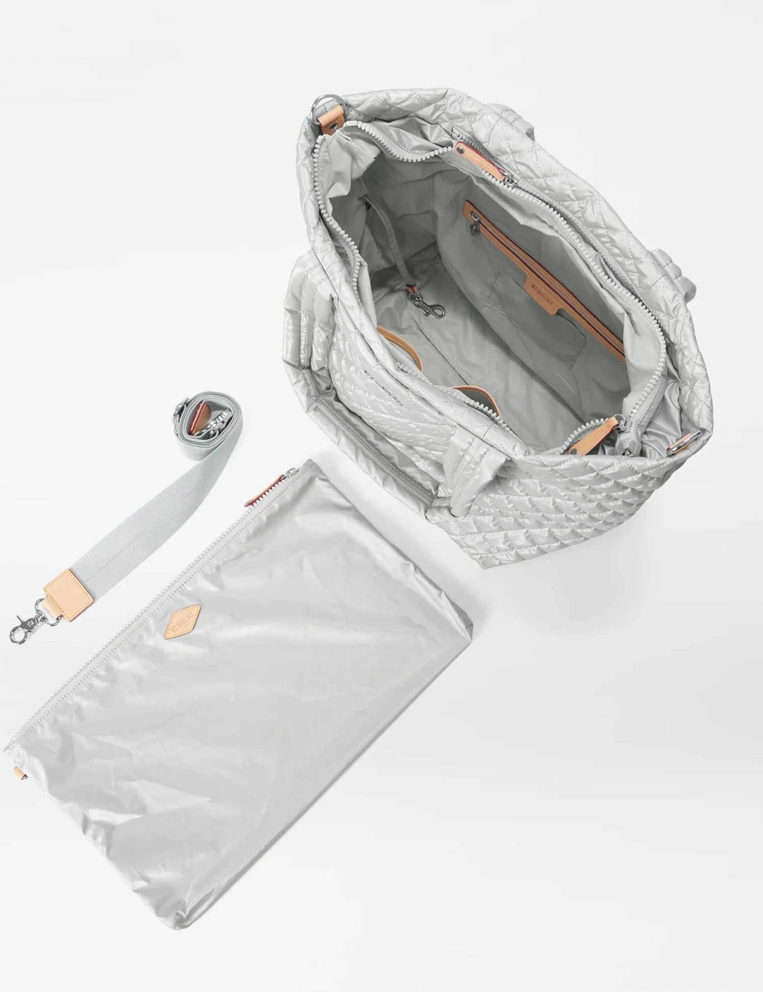 MZ Wallace Medium Metro Tote Deluxe - Oyster Metallic 5 MZ Wallace Medium Metro Tote Deluxe - Oyster Metallic - Image 3