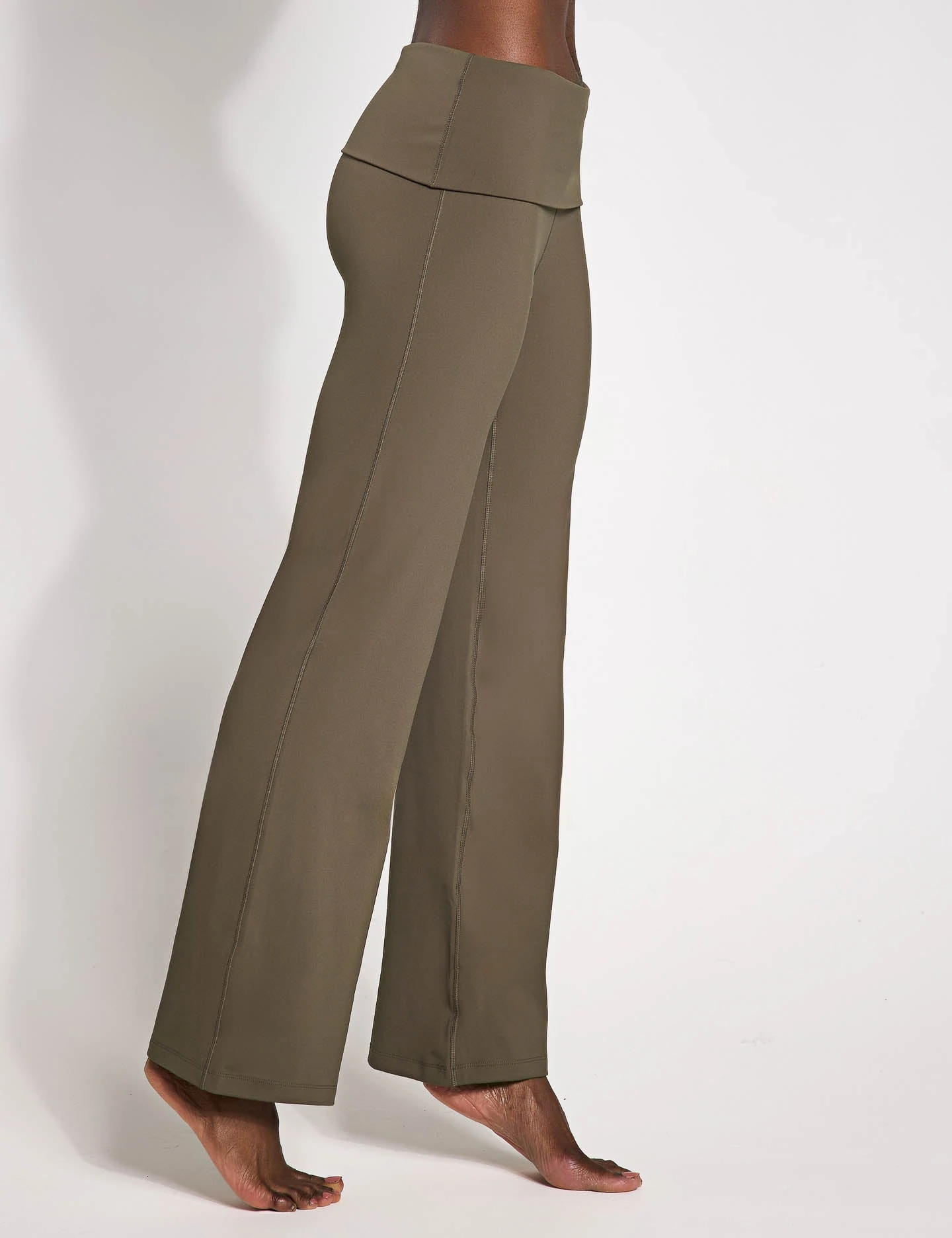 Nike One Dri-FIT Fold-Over Pants - Ironstone/Black 3 Nike One Dri-FIT Fold-Over Pants - Ironstone/Black