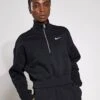 Nike Sportswear Phoenix Fleece Cropped Sweatshirt - Black/Sail -The Sports Edit Store nike Sportswear Phoenix Fleece Cropped Sweatshirt Black Sail DQ5767 010BLACK SAILS 0005