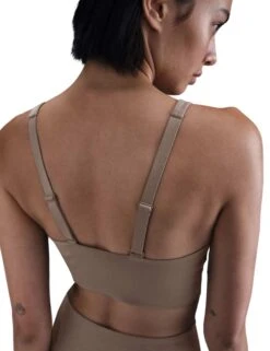 Nike Alate Medium Support Longline Sports Bra - Mink Brown/White -The Sports Edit Store nike alate medium support longline bra brown white fq7383 214 3