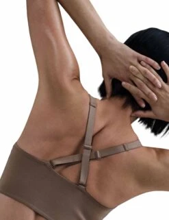 Nike Alate Medium Support Longline Sports Bra - Mink Brown/White -The Sports Edit Store nike alate medium support longline bra brown white fq7383 214 4