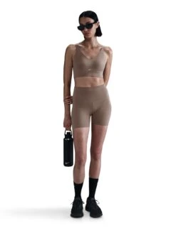 Nike Alate Medium Support Longline Sports Bra - Mink Brown/White -The Sports Edit Store nike alate medium support longline bra brown white fq7383 214 7