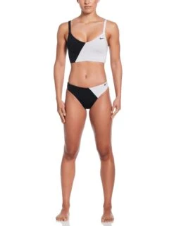Colour Block V-Neck Midkini - Black -The Sports Edit Store nike colour block v neck midkini black nessf297 001 4