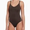 Effortless Essential V-Neck One-Piece - Baroque Brown -The Sports Edit Store nike effortless essential v neck one piece brown nessf232 206 1
