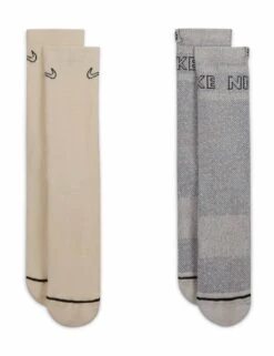 Nike Everyday Plus Cushioned Crew Socks - 2-Pair Pack (Brown/Grey)