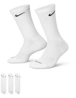 Nike Everyday Plus Cushioned Training Socks (3 Pairs) - White -The Sports Edit Store nike everyday plus cushioned socks 3 pairs white sx6888 100 2