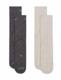 Nike Everyday Wool Cushioned Crew Socks (2 Pairs) - Grey/Beige -The Sports Edit Store nike everyday wool cushioned crew socks 2 pairs grey beige dq6394 902 2