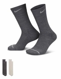 Nike Everyday Wool Cushioned Crew Socks (2 Pairs) - Grey/Beige -The Sports Edit Store nike everyday wool cushioned crew socks 2 pairs grey beige dq6394 902 4