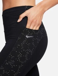 Nike Fast Mid-Rise 7/8 Leggings - Black/Reflective Silver -The Sports Edit Store nike fast mid rise 7 8 leggings black silver fb4579 010 7