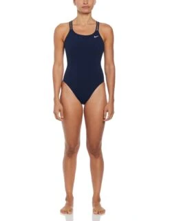 Nike HydraStrong Solid Spiderback 1-Piece Swimsuit - Midnight Navy -The Sports Edit Store nike hydrastrong solid spiderback 1 piece swimsuit navy nessa003 440 3